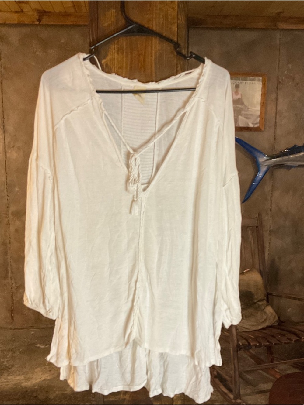 We The Free cream split V-neck peasant tunic oversized. See photos.